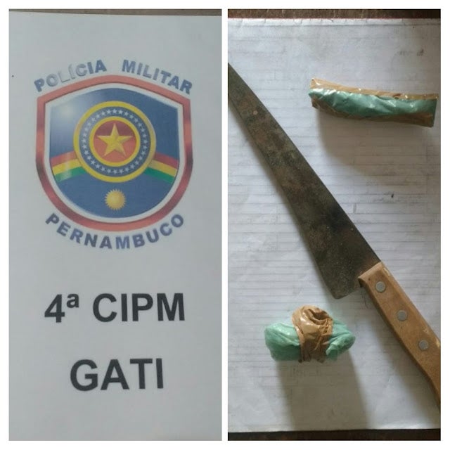 Policiais da 4ª CIPM atendem ocorrência de posse ilegal de entorpecente e arma branca em Inajá, PE
