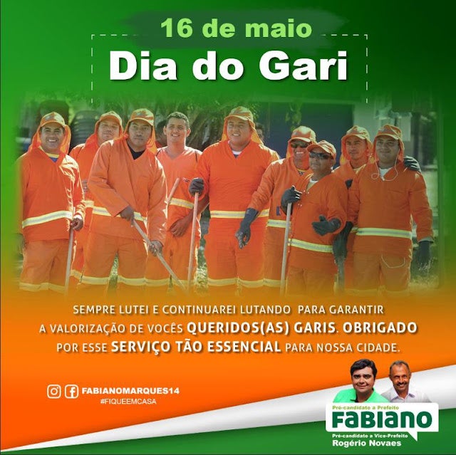 Mensagem do Pré-Candidato a Prefeito de Petrolândia ‘Fabiano Marques’, em homenagem ao Dia do Gari