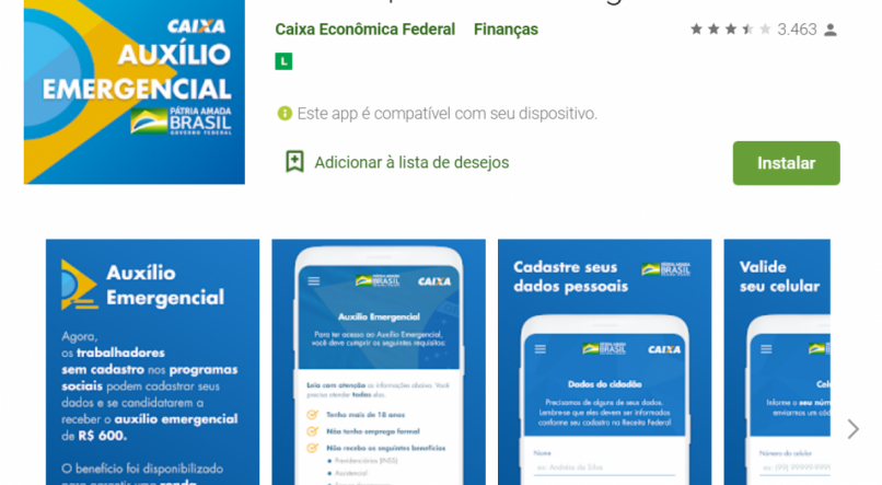 Baixe aqui o aplicativo para se cadastrar e receber R$ 600 do auxílio aos informais