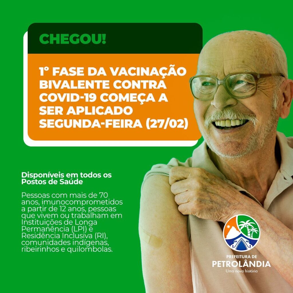 Prefeitura de Petrolândia inicia oferta de vacina bivalente para reforçar imunização contra variante ômicron