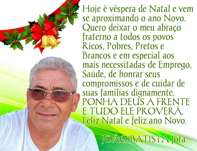 Petrolândia: Votos de Feliz Natal de João Batista ‘Jota’