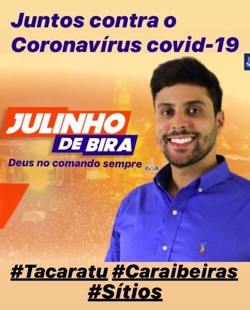 Pré-Candidato a Vereador de Tacaratu, Julinho de Bira, emite comunicado a população tacaratuense a respeito do Coronavírus