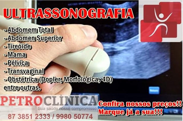 Faça sua ultrassonografia nesta quinta (16) na Petroclínica em Petrolândia (PE); atendimento com horário marcado!