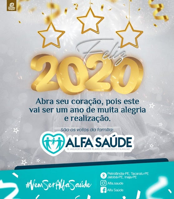 ALFA SAÚDE deseja a todos nossos clientes e amigos um 2020 cheio de Saúde e Paz!