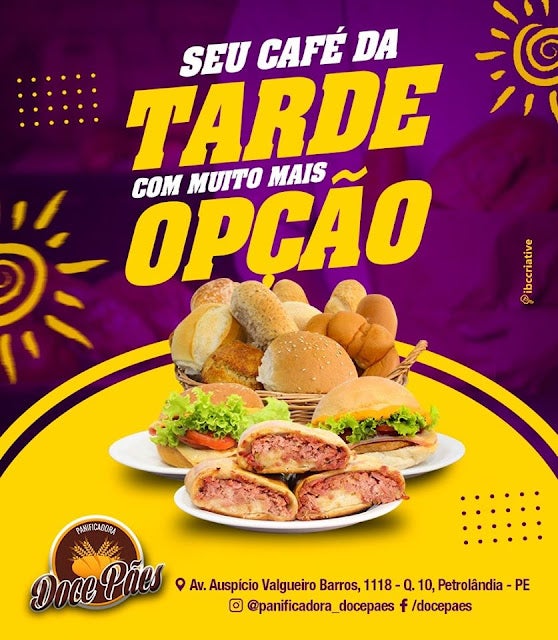 Seu café da tarde com muito mais opção na Panificadora Doce Pães de Petrolândia