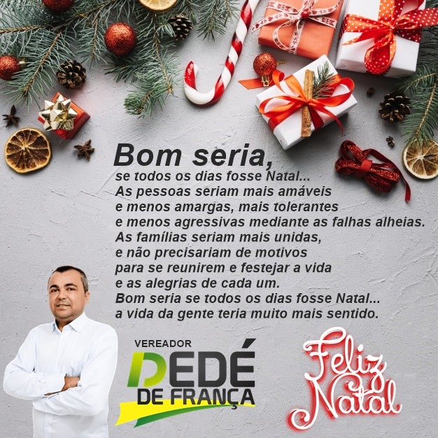 Mensagem de Feliz Natal do Vereador de Petrolândia ‘Dedé de França’