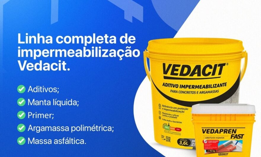 Linha completa de impermeabilização Vedacit você encontra em Aurinézio Construções de Petrolândia