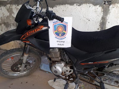 Moto furtada é recuperada pela PM em Inajá, no Sertão de PE