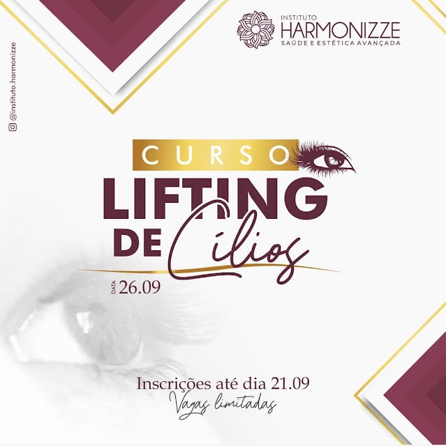 Vagas abertas para o curso profissionalizante de Lash Lifting de Cílios com Thaisa Cruz no Instituto Harmonizze em Petrolândia-PE