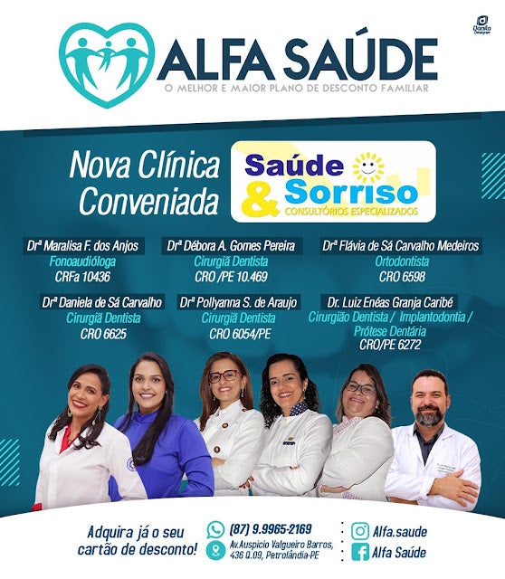Petrolândia: ‘Clínica Saúde & Sorriso Consultórios Especializados’ é ALFA SAÚDE; adquira já o seu cartão de desconto!