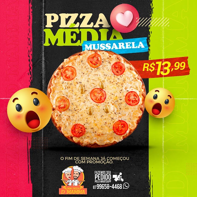Disk Pizza D’ Mamma de Petrolândia, lança Promoção da Pizza Média de Mussarela por apenas R,99; peça logo a sua!