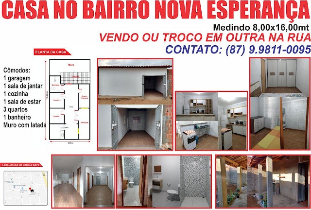 Classificados: Vende-se ou Troca-se Casa no Bairro Nova Esperança em Petrolândia