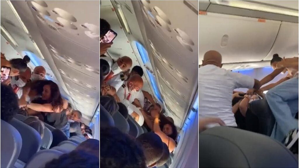 Bahia: Mulheres discutem dentro de avião e passageira fica com seios de fora Bahia: Mulheres discutem dentro de avião e passageira fica com seios de fora