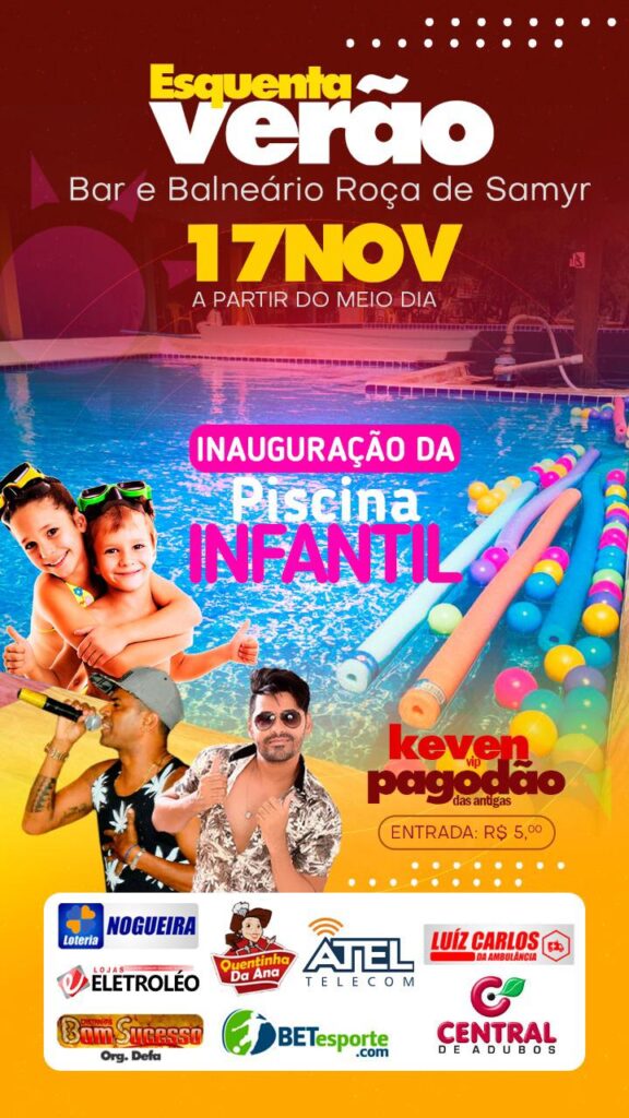 Esquenta Verão do Bar e Balneário Roça de Samyr de Petrolândia contará com Inauguração de Piscina Infantil, neste próximo domingo (17), a partir das 12h