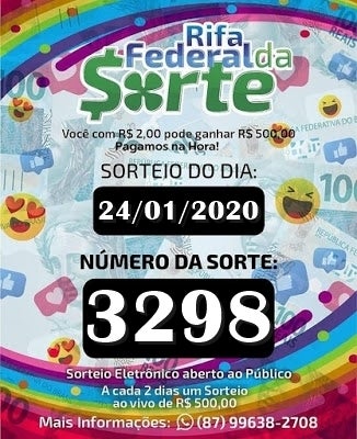 9º Sorteio da Rifa Federal da Sorte é realizado em Petrolândia; números sorteados foram: 3298