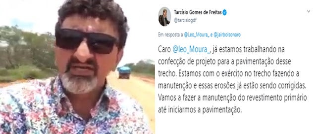 “Vamos fazer a manutenção do revestimento primário até iniciarmos a pavimentação”, responde ministro de infraestrutura do governo federal a vídeo de apelo do comerciante de Petrolândia, Jadilson Ferraz para que à BR-110 (Reta do Mirim) seja asfaltada