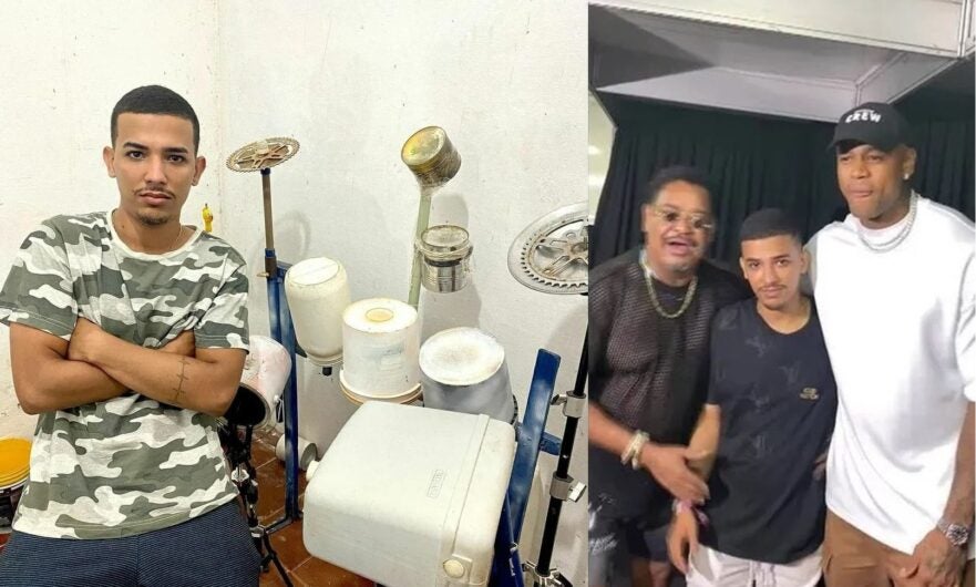 Léo Santana presenteia jovem com bateria após fã viralizar tocando em instrumento reciclável; Veja