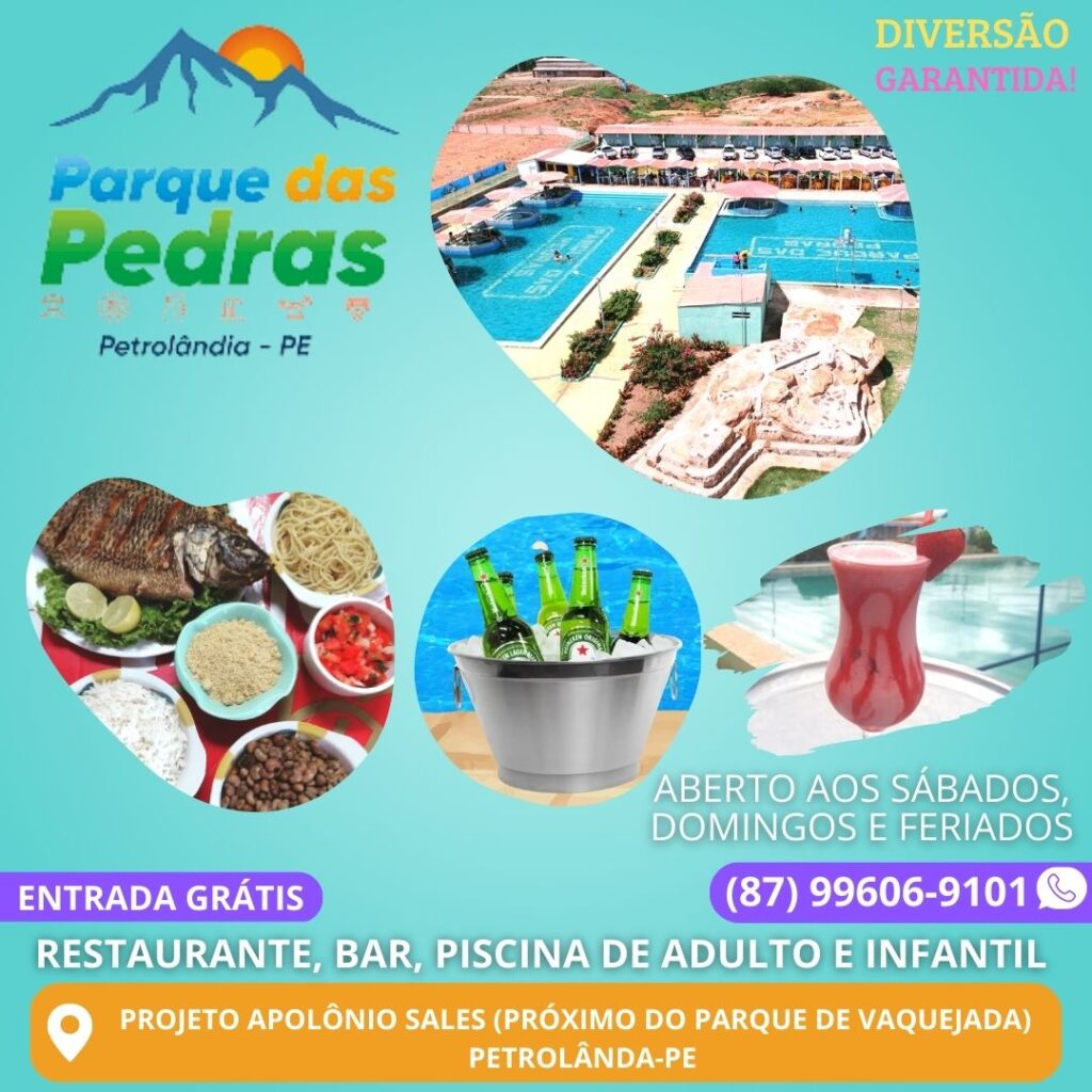 Parque das Pedras em Petrolândia – Seu Lazer é Aqui, aberto nesta segunda de feriado (6); banho de piscina e entrada grátis. Venha se divertir!