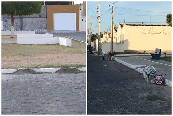 Absurdo: Rampa de acesso para carro é construída na praça da quadra 8, lixo é encontrado na praça da quadra 3 em Petrolândia