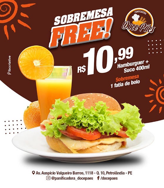 Sobremesa Free é na Panificadora Doce Pães de Petrolândia