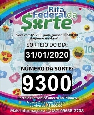 11º Sorteio da Rifa Federal da Sorte é realizado em Petrolândia; números sorteados foram: 9300