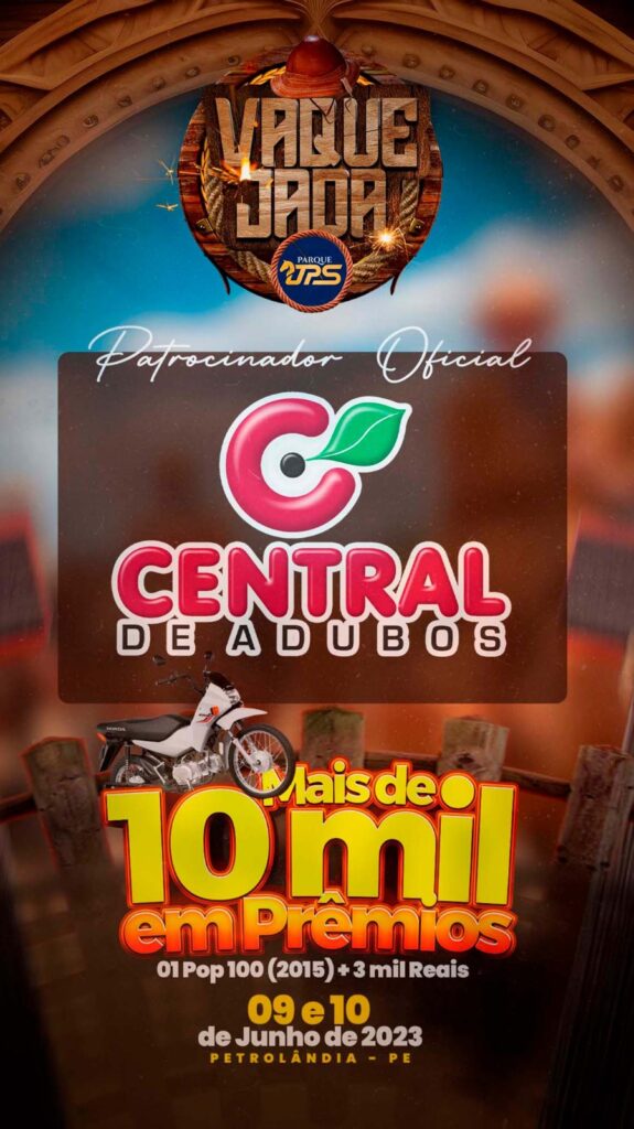 Central de Adubos é patrocinador oficial da Vaquejada do Parque JPS de Petrolândia, que acontecerá nos dias 09 e 10 de junho