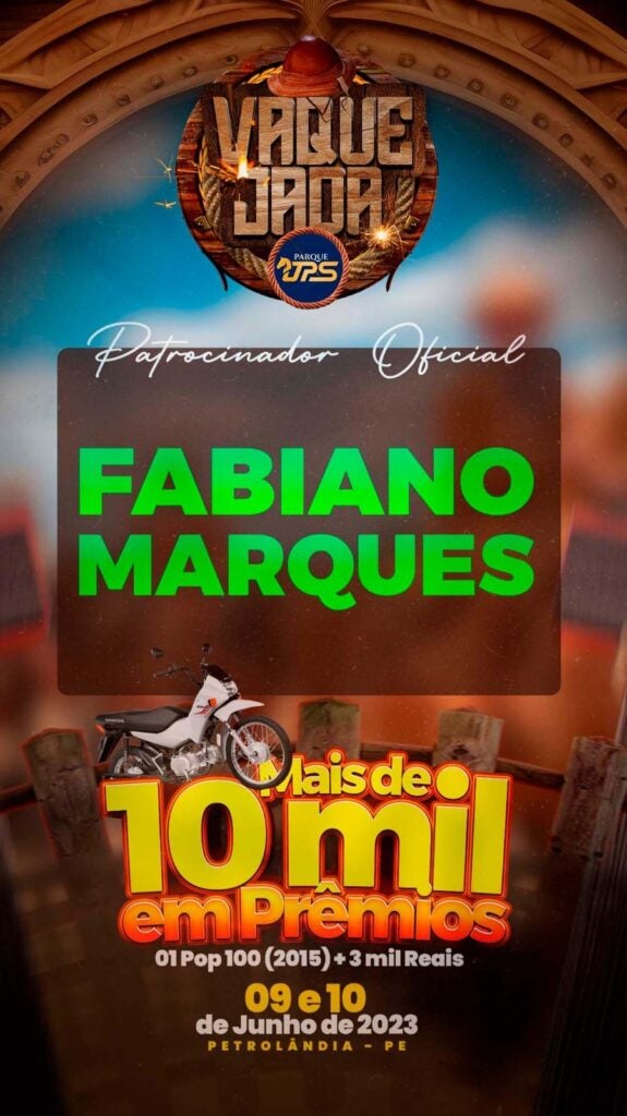 Petrolândia: Fabiano Marques é patrocinador oficial da Vaquejada do Parque JPS; evento acontece no dia 9 e 10 de junho