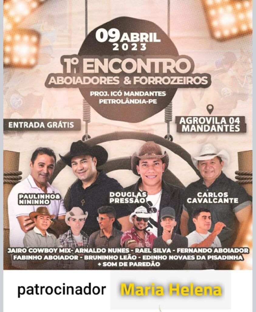 1° Encontro de Aboiadores & Forrozeiros do Projeto Icó Mandantes em Petrolândia, acontece neste próximo domingo (9); confira as atrações