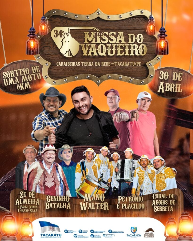 Com show de Mano Walter, Prefeitura de Tacaratu divulga programação oficial da 34ª Missa do Vaqueiro de Caraibeiras – Terra da Rede; veja