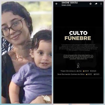 Convite: Igreja Adventista do Sétimo Dia da quadra 17 em Petrolândia, realizará Culto Fúnebre da jovem Thais Christine e do seu filho José Bernardo nesta terça (16), a partir das 17h