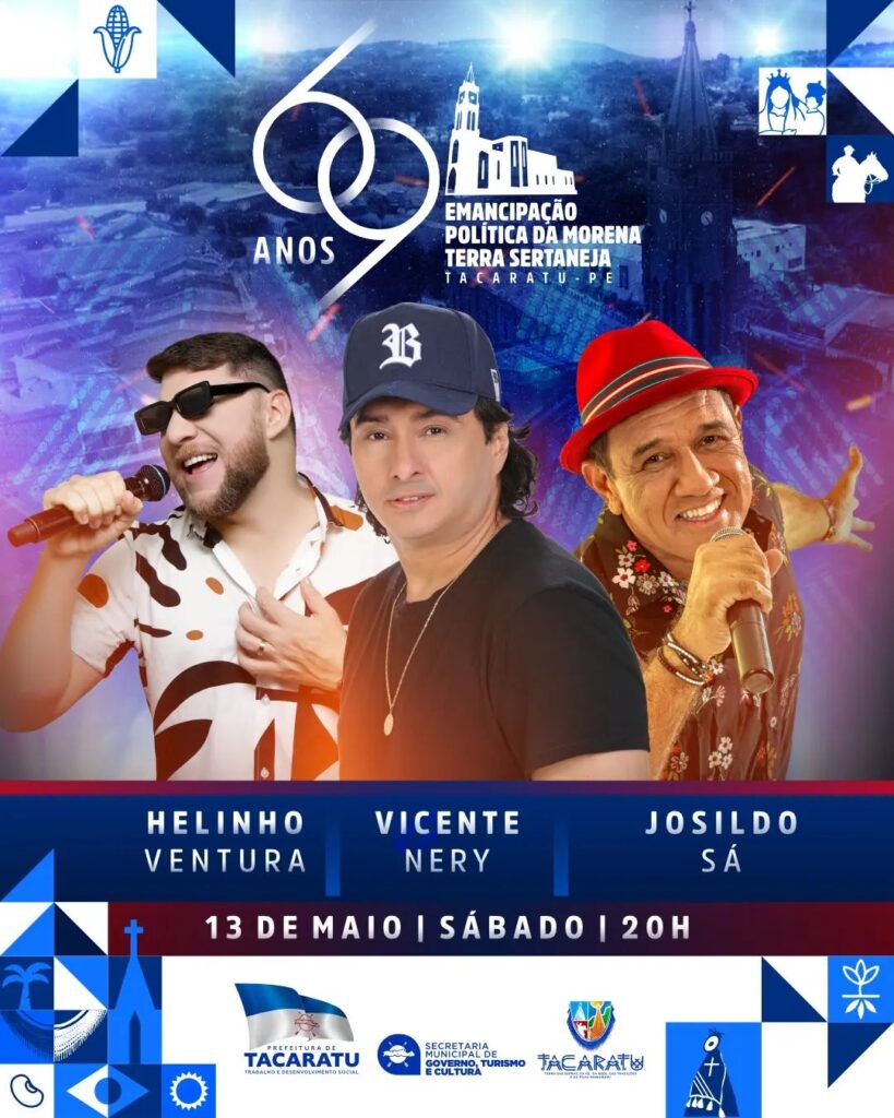 Tacaratu se prepara para celebrar 69 anos de história com programação repleta de atrações para a população; veja