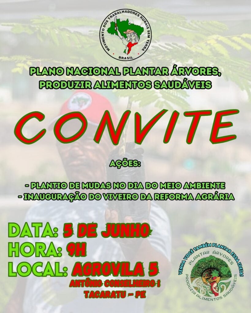 MST do Sertão de Itaparica realiza plantio de mudas no Dia do Meio Ambiente