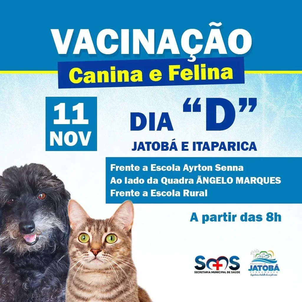 Dia D de Vacinação Canina e Felina em Jatobá-PE: Proteja Seu Pet Dia D de Vacinação Canina e Felina em Jatobá-PE: Proteja Seu Pet