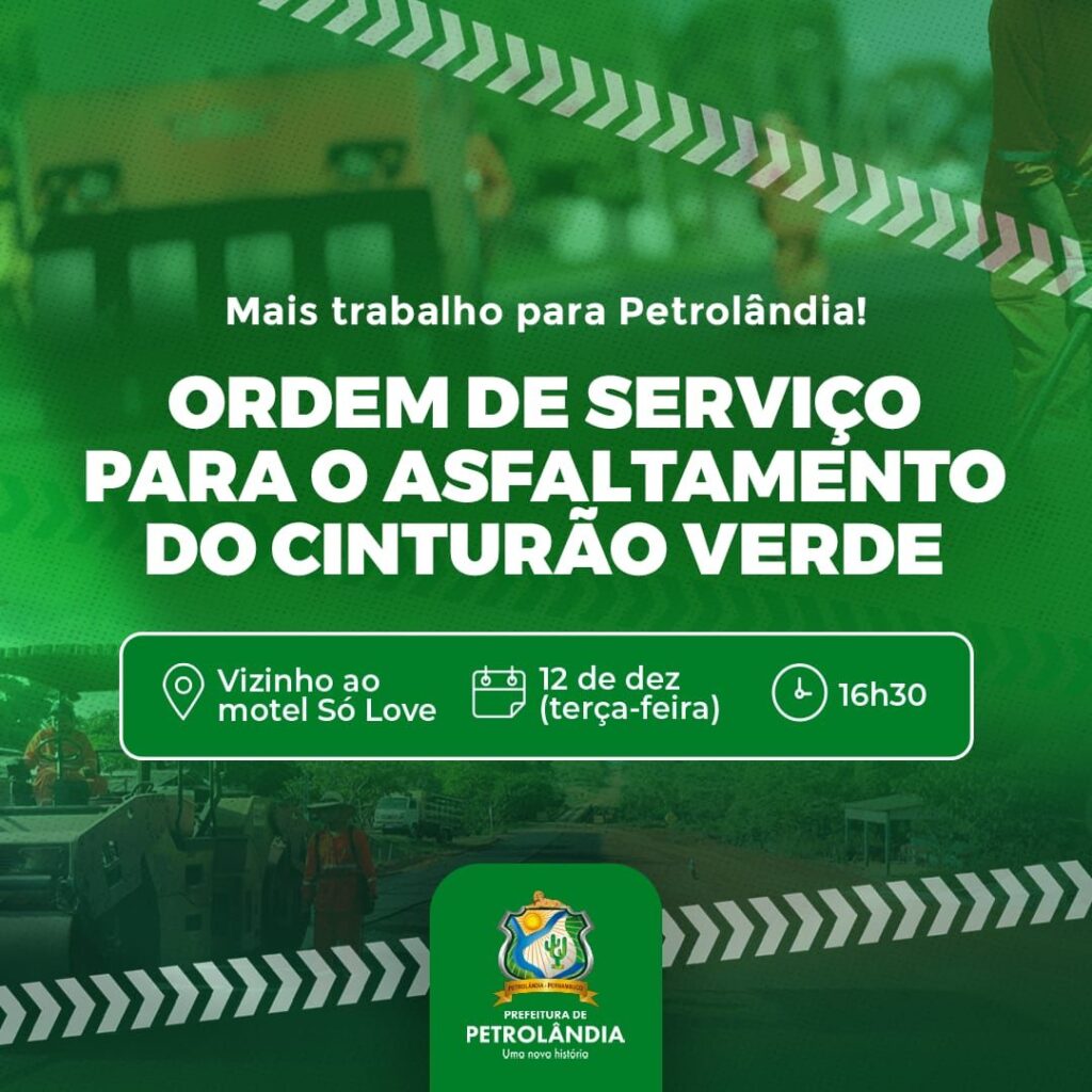 Prefeitura de Petrolândia anuncia evento para assinatura da ordem de serviço do Asfaltamento do Cinturão Verde