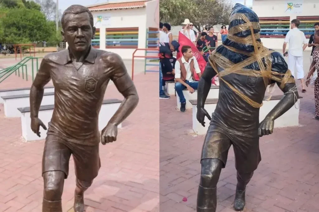 Após condenação de Daniel Alves, moradores de Juazeiro pedem retirada da estátua do ex-jogador