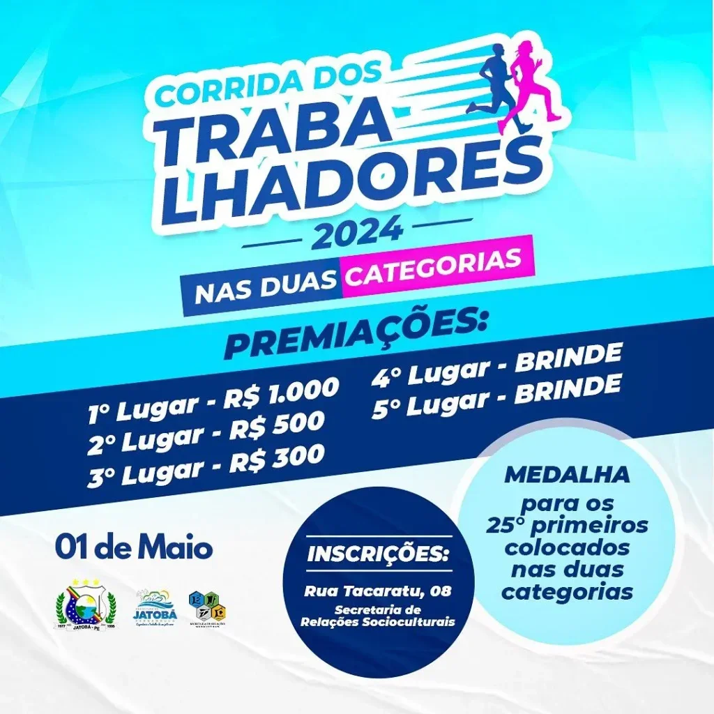 CORRIDA DOS TRABALHADORES – 2024 EM JATOBÁ-PE: Um Dia de Celebração e Esporte para Todos! CORRIDA DOS TRABALHADORES – 2024 EM JATOBÁ-PE: Um Dia de Celebração e Esporte para Todos!