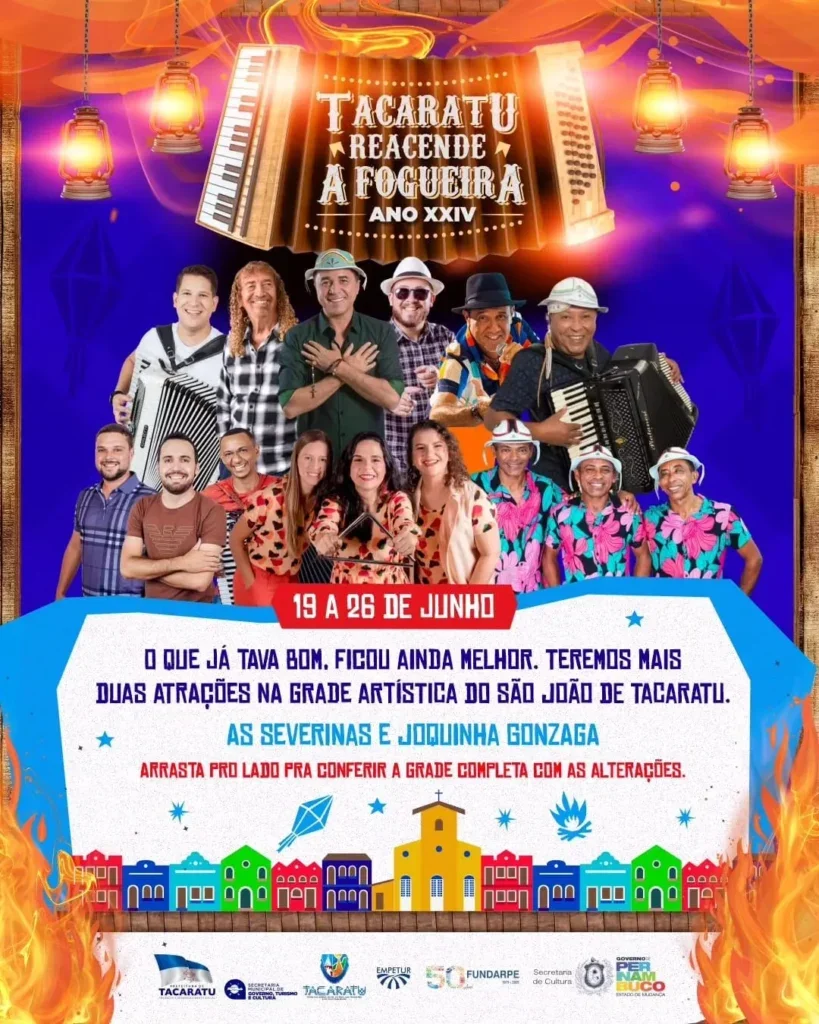 Tacaratu: Inicia nesta quarta-feira (19) e vai até  o dia 26 à Programação Tacaratu Reacende a Fogueira Ano XXIV; VEJA!