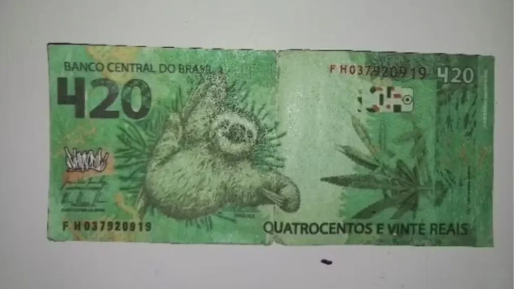 Nota falsa de R$ 420 com folhas de mac0nha estampada é apreendida em Curitiba