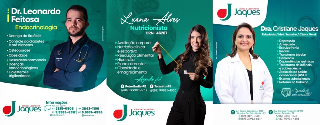 Agenda da Semana da Clínica e Laboratório JAQUES de Petrolândia-PE: Especialidades Médicas em Destaque; VEJA!
