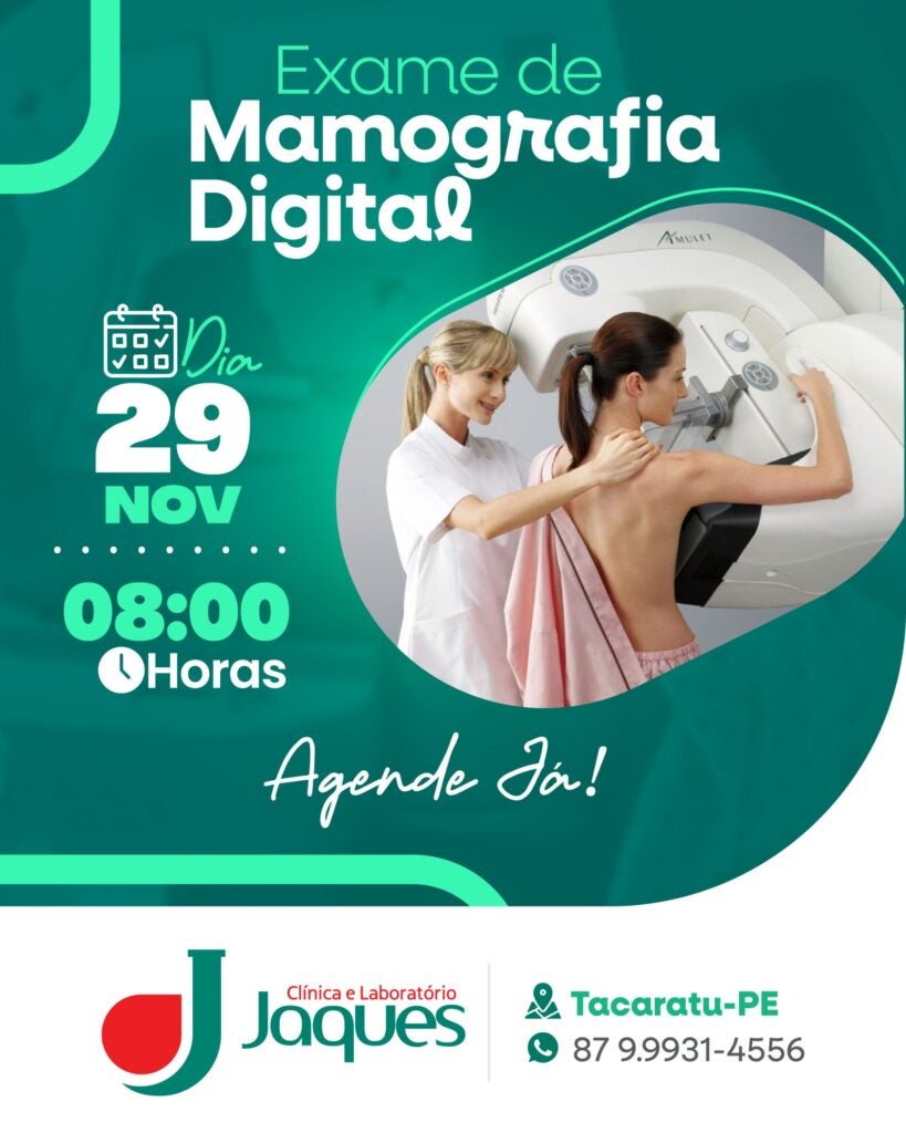 Clínica JAQUES oferece Exame de Mamografia Digital em Tacaratu-PE Clínica JAQUES oferece Exame de Mamografia Digital em Tacaratu-PE