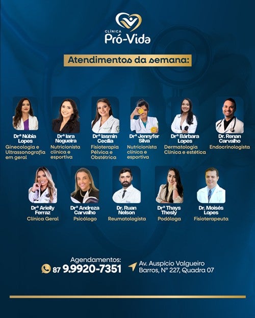 Clínica Pró-Vida: Especialistas e Exames à Sua Disposição em Petrolândia; Confira a Agenda de Atendimentos da Semana!
