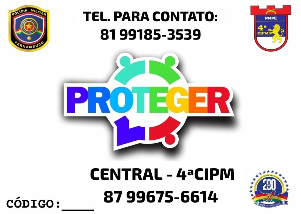 Polícia Militar de Pernambuco divulga contatos para o programa “Proteger”