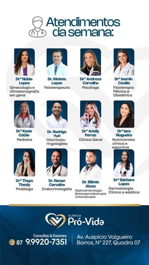 Clínica Pró-Vida divulga agenda de atendimentos da semana em Petrolândia-PE; CONFIRA!