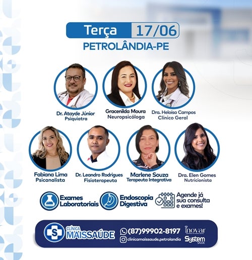 Agenda de Atendimentos Desta Terça (17) na Clínica Mais Saúde de Petrolândia