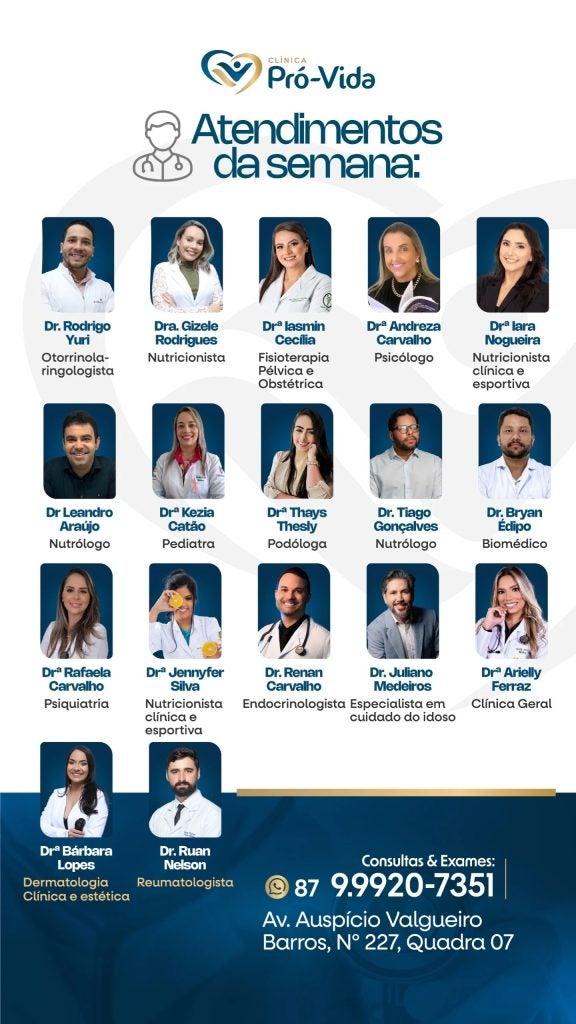 Clínica Pró-Vida Divulga Agenda Semanal de Atendimentos em Petrolândia