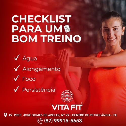 Vita Fit de Petrolândia divulga checklist essencial para um bom treino