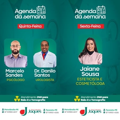 Clínica Jaques divulga agenda de atendimentos desta quinta (27) e sexta-feira (28) em Petrolândia