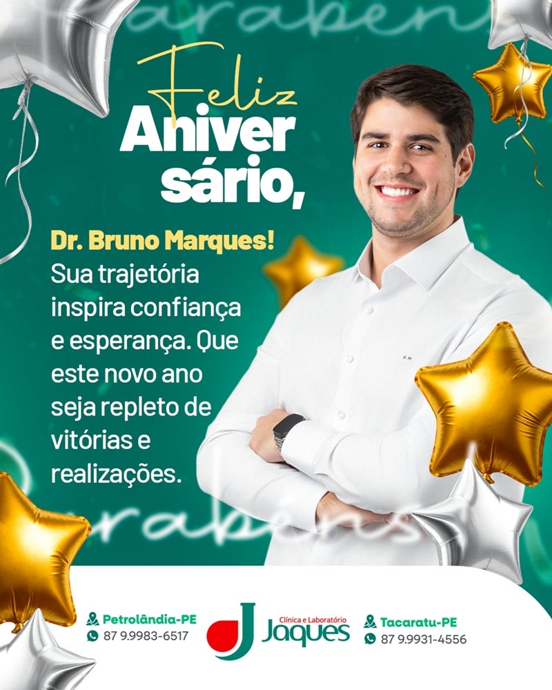 Clínica e Laboratório Jaques parabeniza Dr. Bruno Marques pelo seu aniversário Clínica e Laboratório Jaques parabeniza Dr. Bruno Marques pelo seu aniversário