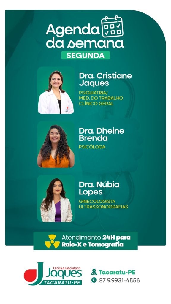Clínica Jaques de Petrolândia divulga agenda semanal de atendimentos Clínica Jaques de Petrolândia divulga agenda semanal de atendimentos