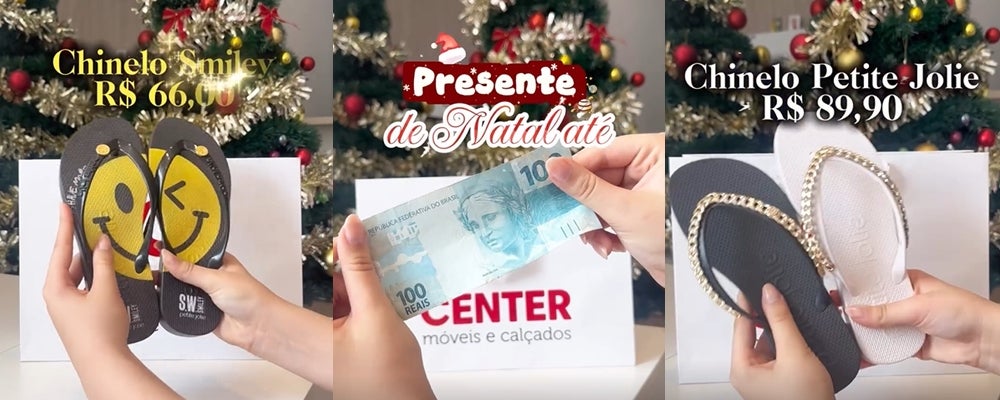 Presentes de Natal por até R$ 100? Center Calçados de Floresta tem opções para todos os gostos
